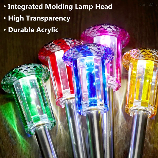 Alt view image 5 of 7 - Outdoor Solar Lights Waterproof 10 Pack Color LED Christmas Decor Pathway Yard Garden Driveway Landscape Path Lighting - Candy Cane Style Starburst Light Pattern, Acrylic/Stainless Steel