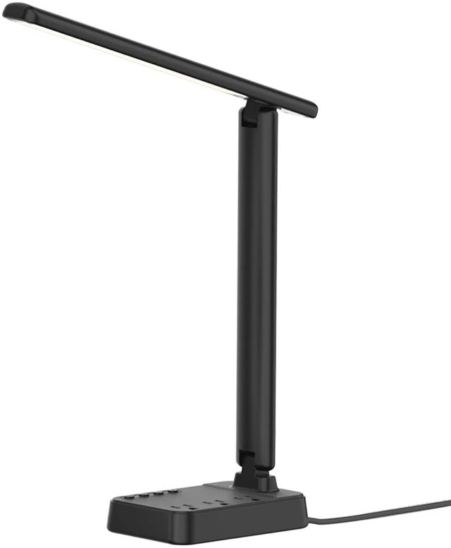 Main image of LED Desk Lamp with Power Strip, 3 AC Outlets, 4 USB Ports, Stepless Dimming