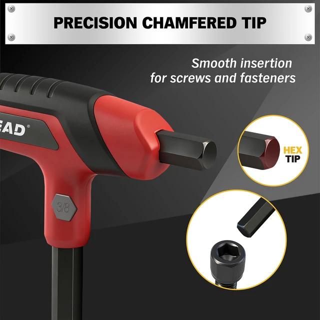 Alt view image 3 of 7 - 14-Piece T-handle Allen Wrench Set, Metric 2.5mm-10mm & SAE 1/8"-3/8" Portable Hex Key, Long Arm Allen Key Set with Storage Rack for Basic Home Repair and Mechanical Maintenance