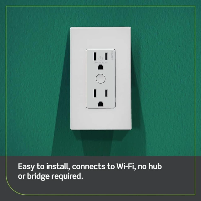 Alt view image 2 of 7 - Decora Smart Outlet, Tamper-Resistant 15A, Wi-Fi 2nd Gen, Works with My, Alexa, Google Assistant, Apple Home/Siri & Wire-Free Companions for Switched Outlet, D215R-1RW, White