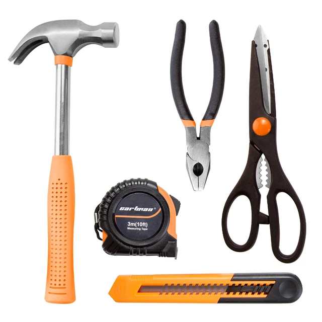Alt view image 7 of 7 - Complete Household Tool Set, Orange Hand Kit With Storage Case Versatile tool assortment for home repairs, DIY projects, furniture setup, crafting, and daily household fixes in toolbox