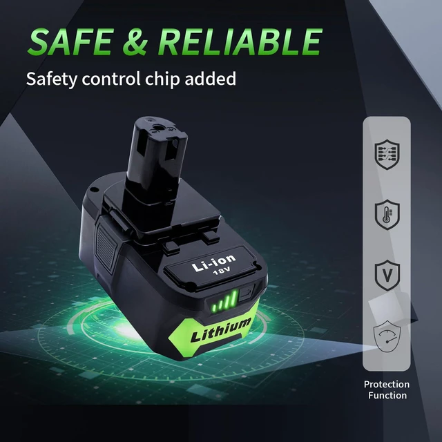 Alt view image 4 of 7 - 2 Packs 6.0Ah 18V Battery Replacement for Ryobi 18V Lithium-Ion Battery, Compatible with Ryobi 18 Volt Batteries Cordless Power Tools
