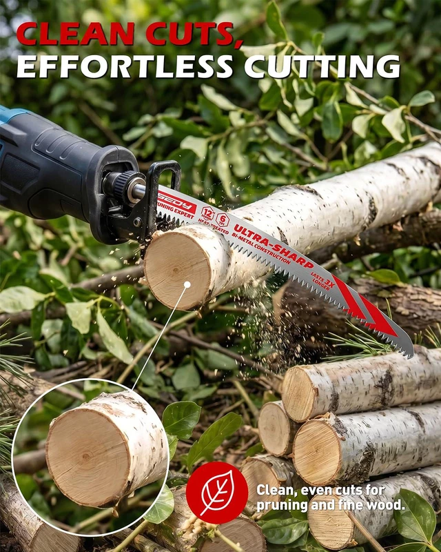 Alt view image 5 of 7 - 6-Piece Japanese Teeth Reciprocating Saw Blade Set, Arc Edge Wood Pruning Saw Blades, 6TPI for Tree Trimming, Wood Cutting, 12 Inch and 15 Inch