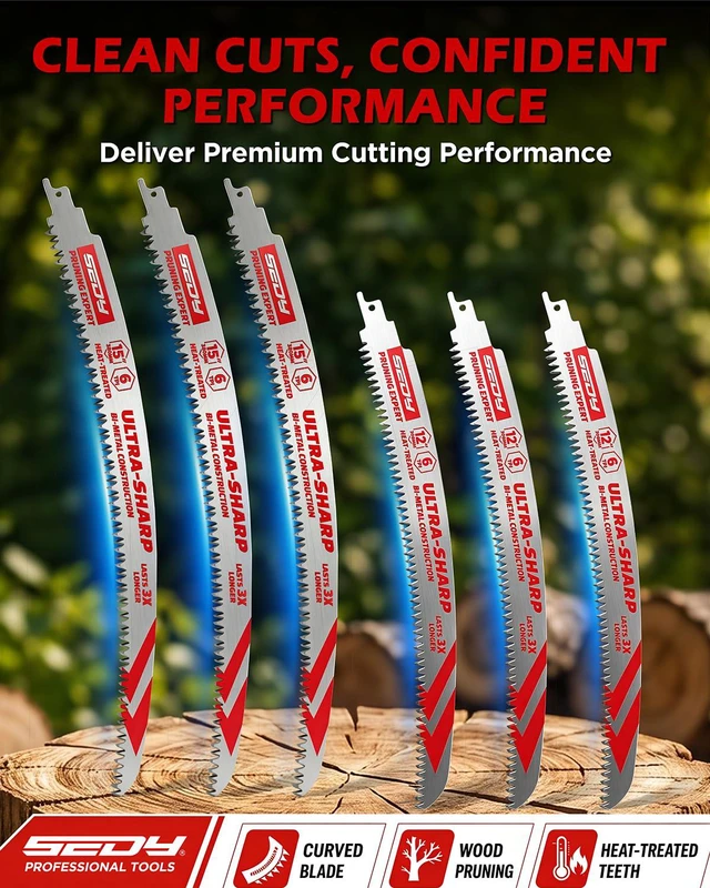 Alt view image 7 of 7 - 6-Piece Japanese Teeth Reciprocating Saw Blade Set, Arc Edge Wood Pruning Saw Blades, 6TPI for Tree Trimming, Wood Cutting, 12 Inch and 15 Inch