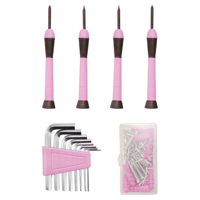 Alt view image 6 of 7 - Complete Household Tool Set, Pink Hand Kit With Storage Case Versatile tool assortment for home repairs, DIY projects, furniture setup, crafting, and daily household fixes in toolbox
