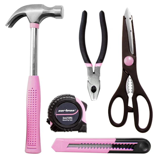 Alt view image 7 of 7 - Complete Household Tool Set, Pink Hand Kit With Storage Case Versatile tool assortment for home repairs, DIY projects, furniture setup, crafting, and daily household fixes in toolbox