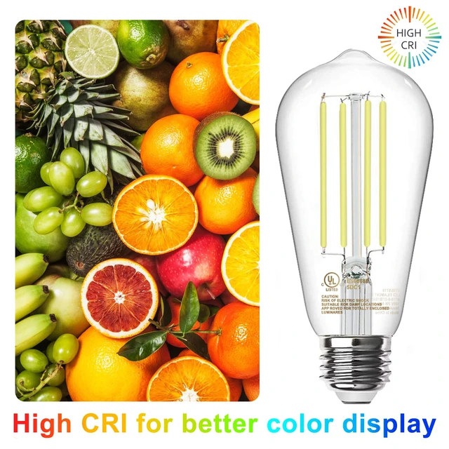 Alt view image 3 of 7 - LED Edison Light Bulbs, E26 Dimmable Vintage Bulb, 8W = 60W Equivalent Daylight White 5000K, 800LM, E26 Base, ST19/58, 80+CRI, Clear Glass, Antique Decorative Filament Bulb for Living Room, 10Pack