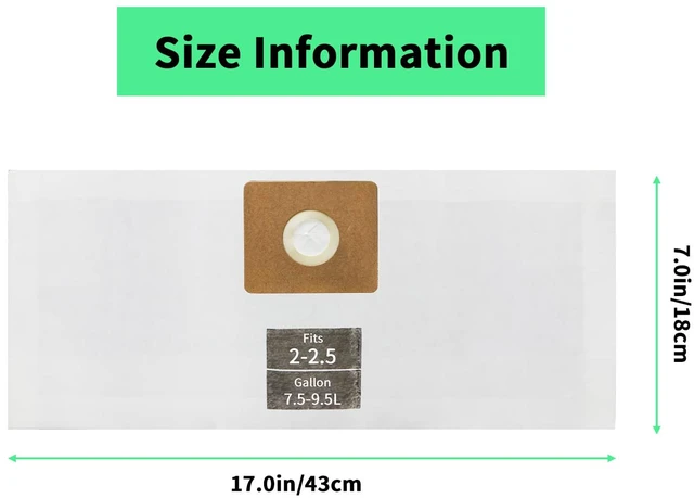 Alt view image 5 of 6 - 10 Pack for Shop Vac Bags 2-2.5 Gallon Type B 90668 9066800 9066833 Drying Using 1-1/2" Port Mini vac Bags for 2-2.5 Gal Vacuum