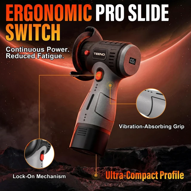 Alt view image 6 of 7 - Brushless Cordless Angle Grinder 3", 16.8V Cut-Off Tool, LED, Gray 19500 RPM Mini Angle Grinder with Overheat Protection, 2x 2.0Ah Batteries, Hard Case & 6 Discs for Metal/Wood/Tile