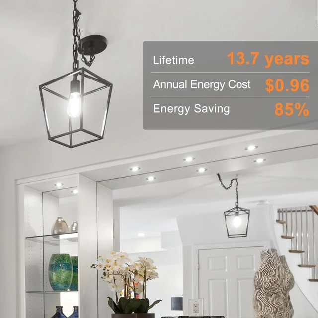 Alt view image 6 of 7 - 12 Pack Edison LED Light Bulbs, E26 Base, 8W 5000K, Dimmable Vintage ST58 Filament Design, 60W Equivalent, 800 Lumens, CRI 80+, Antique Glass Style for Home, Bedroom & Farmhouse