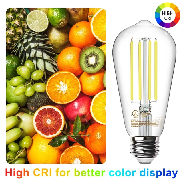 Alt view image 2 of 6 - 12 Pack Edison LED Light Bulbs, E26 Base, 8W 4000K, Dimmable Vintage ST58 Filament Design, 60W Equivalent, 800 Lumens, CRI 80+, Antique Glass Style for Home, Bedroom & Farmhouse