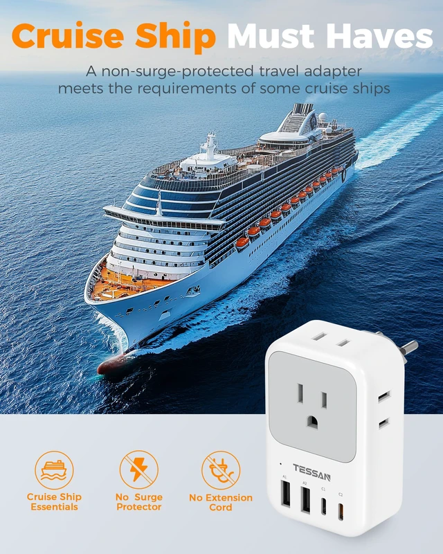 Alt view image 7 of 7 - Switzerland Travel Plug Adapter 2 Pack, PD 20W Type J Adapter 4 AC Outlets, 4 USB Ports (2 USB C), Swiss Plug Adapter, US to Rwanda Jordan Liechtenstein Madagascar
