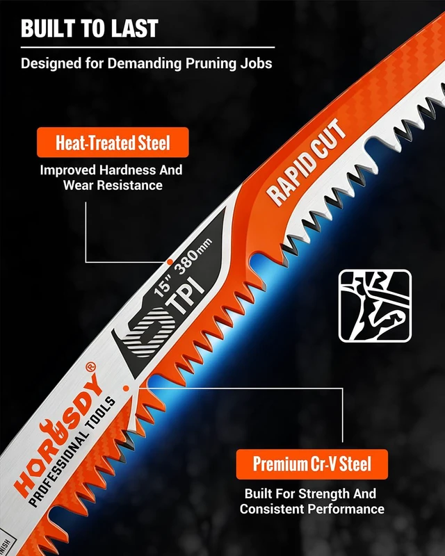 Alt view image 3 of 7 - 15 Inch Reciprocating Saw Blades, 5 Pack, 6TPI Japanese Teeth Arc Edge CR-V Steel Pruning Saw Blades for Tree Trimming and Wood Cutting, with Storage Case