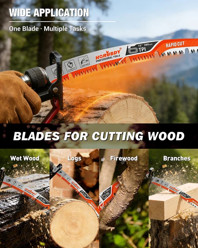 Alt view image 7 of 7 - 15 Inch Reciprocating Saw Blades, 5 Pack, 6TPI Japanese Teeth Arc Edge CR-V Steel Pruning Saw Blades for Tree Trimming and Wood Cutting, with Storage Case
