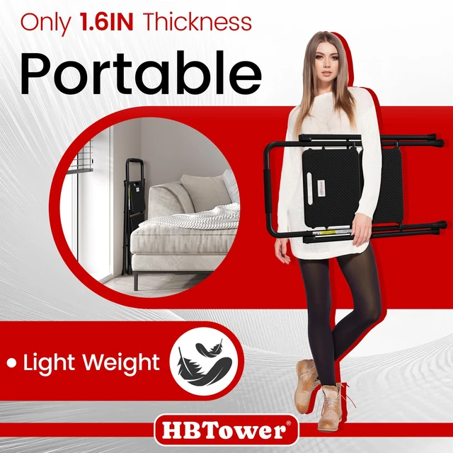 Alt view image 5 of 7 - Step Ladder, Folding Step Stool with Wide Anti-Slip Pedal Sturdy Steel Ladder, Convenient Handrail, Lightweight, Portable Steel Step Stool