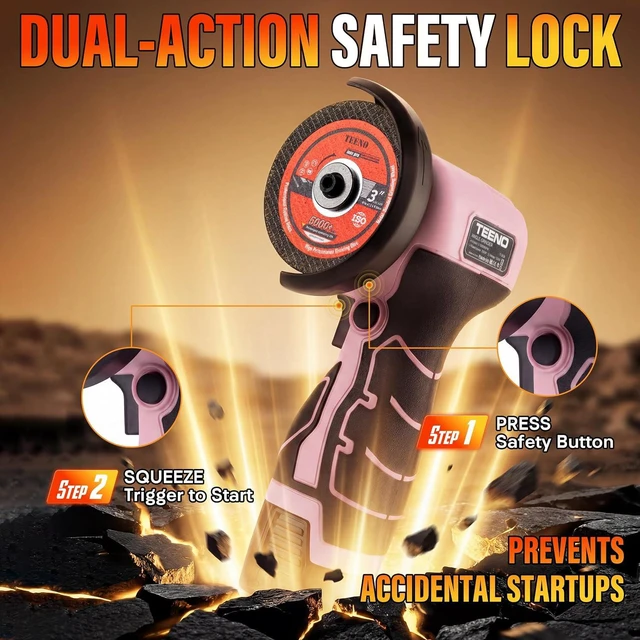 Alt view image 6 of 7 - Cordless Angle Grinder Kit, 19,500 RPM Mini Electric Angle Grinding Tool with 2 Pcs 16.8V 2000mAh Batteries and 6 Cutting Discs, 3-Inch Handheld Grinder for DIY & Home Improvement, Pink