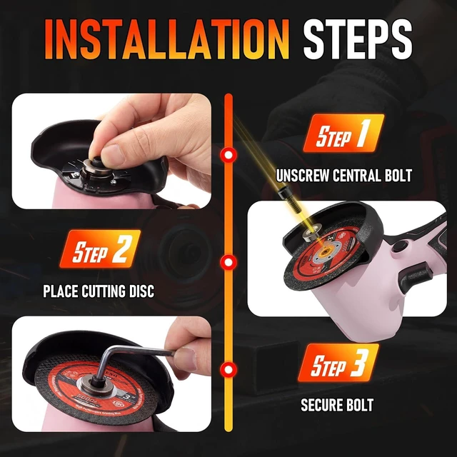 Alt view image 7 of 7 - Cordless Angle Grinder Kit, 19,500 RPM Mini Electric Angle Grinding Tool with 2 Pcs 16.8V 2000mAh Batteries and 6 Cutting Discs, 3-Inch Handheld Grinder for DIY & Home Improvement, Pink