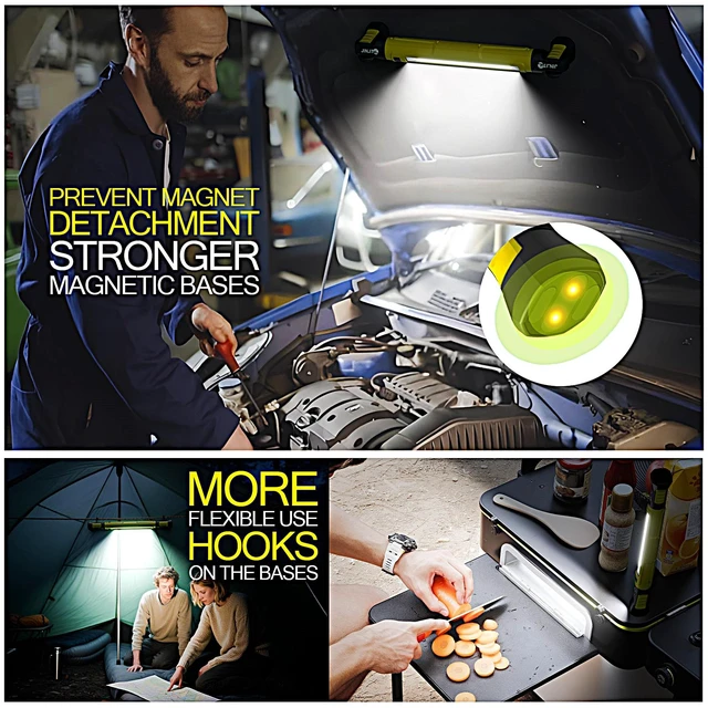 Alt view image 7 of 7 - Magnetic Work Light - 3000LM Rechargeable LED Work Light Bar, 5200mAh Under Hood Mechanic Light for Garage, Workshop, Vehicle Inspection (1 Pack, Yellow)