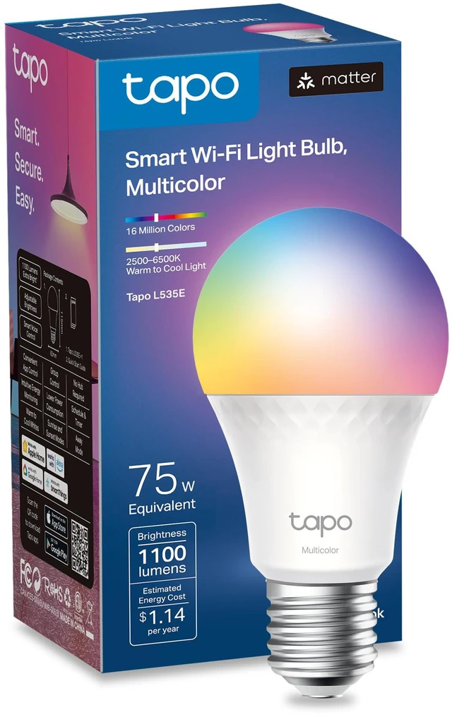 Main image of Multicolor Dimmable Smart Light Bulbs, L535E, A19 E26, 1100LM Matter-Certified, 16M Colors RGBW LED, High Brightness(75W Equivalent), CRI>90, Voice Control w/Siri, Alexa & Google Home