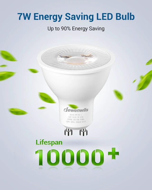 Alt view image 5 of 7 - 10-Pack GU10 LED Bulb Dimmable Replacement for Track Lighting 5000K Daylight, 500LM, 7W (50W Equivalent), LED Light Bulb for Kitchen, Range Hood, Living Room, Bedroom