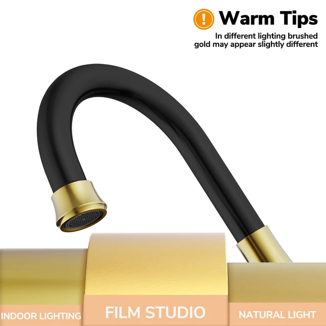 Alt view image 2 of 6 - Bathroom Faucet, 4 inch Centerset 2-Handle Lead-Free, Black&Gold Bathroom Sink Faucet with Pop-up Drain and Supply Lines, Stainless Steel Faucet for Vanity RV Restroom Laundry Outdoor Sink