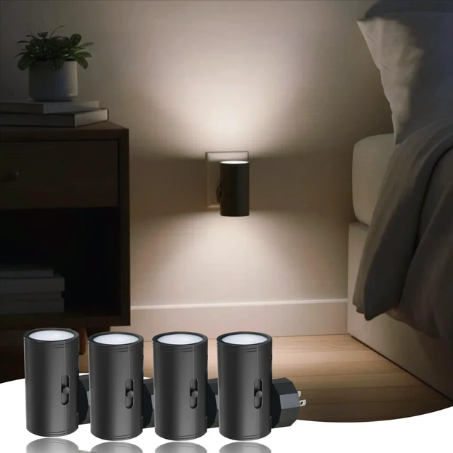 Main image of LED Night Lights Plug into Wall,Dimmable,Daylight 5000K,4 Pack Dusk to Dawn Sensor,0-300LM Adjustable Brightness,Bathroom, bedroom