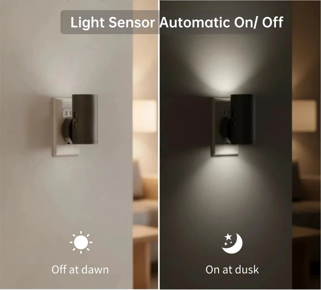 Alt view image 2 of 7 - LED Night Lights Plug into Wall,Dimmable,Daylight 5000K,4 Pack Dusk to Dawn Sensor,0-300LM Adjustable Brightness,Bathroom, bedroom