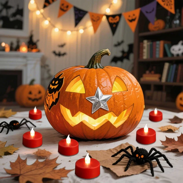 Alt view image 3 of 7 - LED Tea Light Flameless Candles with Remote Control Flickering Tealight Long Lasting, Battery Operated with Timer for Halloween Home Decoration Seasonal &Festival Celebration Red (50pcs)