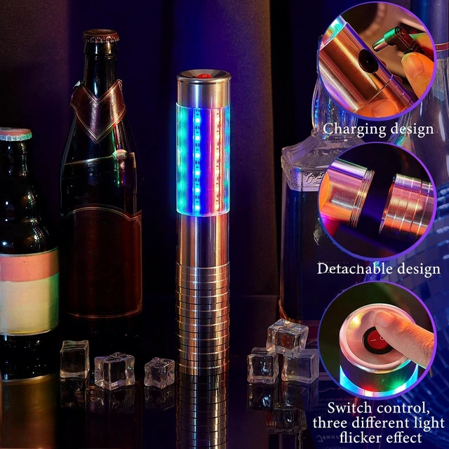 Alt view image 2 of 6 - LED Bottle Service Lights Nightclub, Silver Colorful Light, 4 Pcs Handheld,Rechargeable,Adjustable Light Mode,Matching Charger,Flashing Light Signs For Birthday Wedding Party