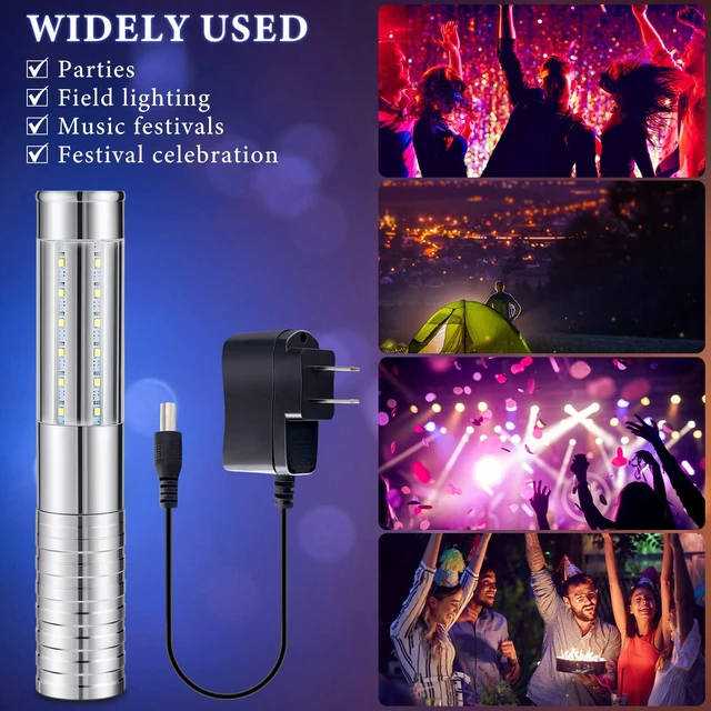 Alt view image 5 of 6 - LED Bottle Service Lights Nightclub, Silver Colorful Light, 4 Pcs Handheld,Rechargeable,Adjustable Light Mode,Matching Charger,Flashing Light Signs For Birthday Wedding Party