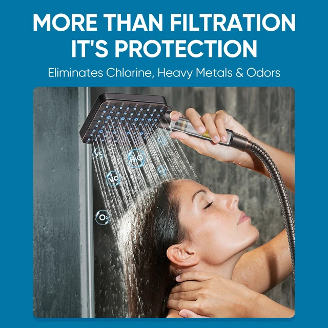 Alt view image 2 of 4 - Filtered Shower Head with Handheld, High Pressure 6 Spray Mode Showerhead with Filters, Water Softener Filters for Hard Water - Remove Chlorine - Reduces Dry Itchy Skin, Oil Rubbed Bronze