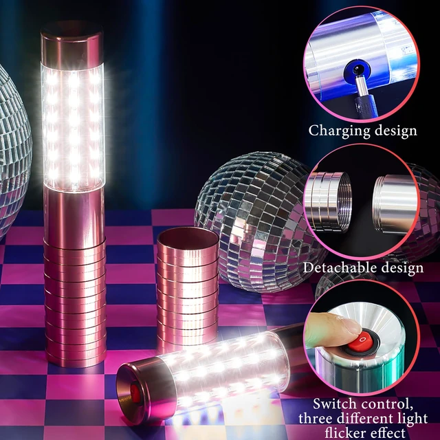 Alt view image 3 of 5 - LED Bottle Service Lights Nightclub, Rose Gold White Light, 4 Pcs Handheld,Rechargeable,Adjustable Light Mode,Matching Charger,Flashing Light Signs For Birthday Wedding Party