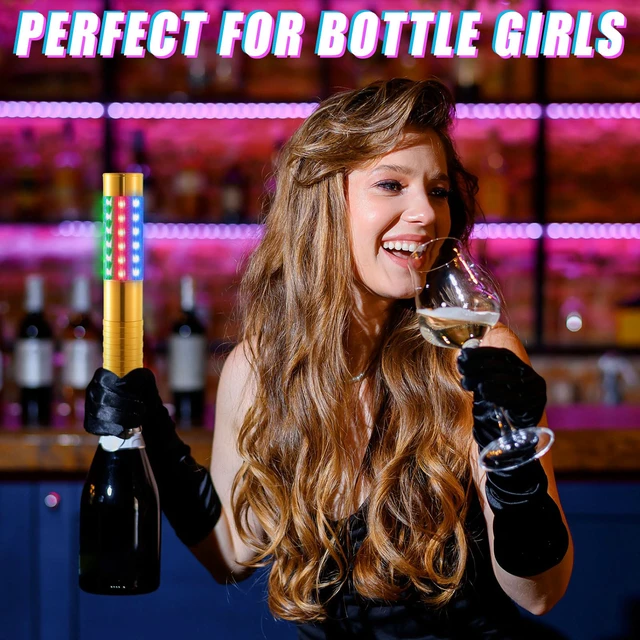 Alt view image 6 of 6 - LED Bottle Service Lights Nightclub, Gold Colorful Light, 4 Pcs Handheld,Rechargeable,Adjustable Light Mode,Matching Charger,Flashing Light Signs For Birthday Wedding Party