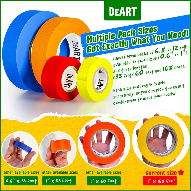 Alt view image 2 of 7 - Colored Masking Painters Labeling Tape Masking Tape 1 inch Color Painter Tapes for Arts & Crafts Labeling or Coding, Art Supplies Color Tape Rolls, Colorful Craft Tapes