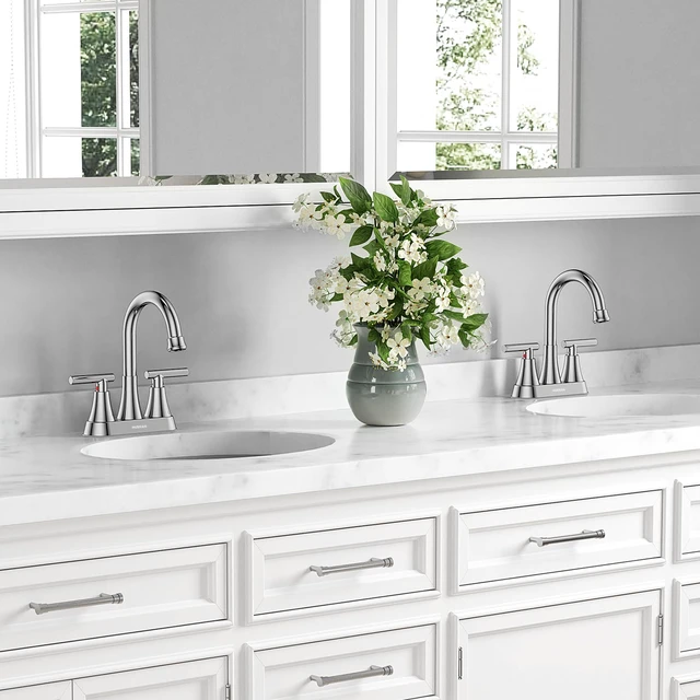 Alt view image 7 of 7 - Bathroom Faucet, 4 inch Centerset 2-Handle Lead-Free, Chrome Bathroom Sink Faucet with Pop-up Drain and Supply Lines, Stainless Steel Faucet for Vanity RV Restroom Laundry Outdoor Sink