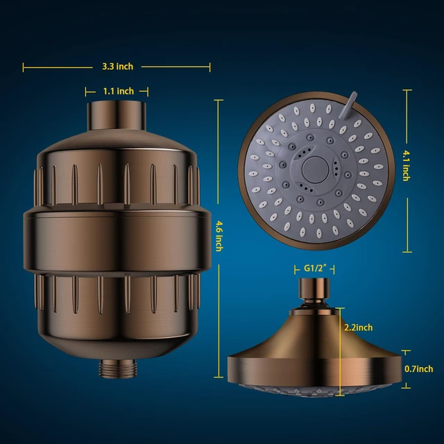 Alt view image 2 of 6 - Shower Head with Shower Filter, Filtered Shower Head for Hard Water High Pressure, Anti-clog Nozzles, 5 Spray Showerhead, 15 Stage Water Softener Filters, Remove Chlorine and Harmful Substances