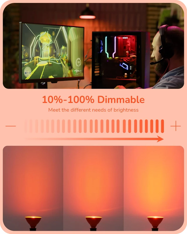 Alt view image 4 of 7 - Halloween PAR38 LED Flood Orange Light Bulbs Dimmable 4 Pack 18W (120W Equivalent), IP65 Waterproof, E26 Base, 40° Beam Angle LED Light Bulb for Outdoor Halloween Decorations
