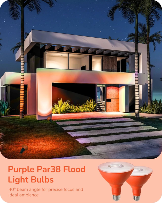 Alt view image 7 of 7 - Halloween PAR38 LED Flood Orange Light Bulbs Dimmable 4 Pack 18W (120W Equivalent), IP65 Waterproof, E26 Base, 40° Beam Angle LED Light Bulb for Outdoor Halloween Decorations