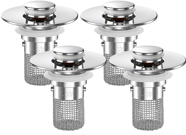 Main image of Bathroom Sink Drain Strainer,(4PCS) Pop-up Sink Drain Strainer with Removable Stainless Steel Strainer Basket Hair Catcher, Bathroom Sink Strainer for Bathroom Sink Stopper Replacement