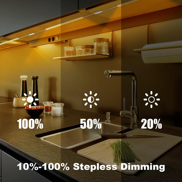 Alt view image 3 of 6 - 6PCS x 12 Inch Under Cabinet Lights Plug-in, Warm White 3000K Dimmable LED Under Cabinet Lighting, Under Counter Lights with Memory Function, LED Light Bars for Kitchen