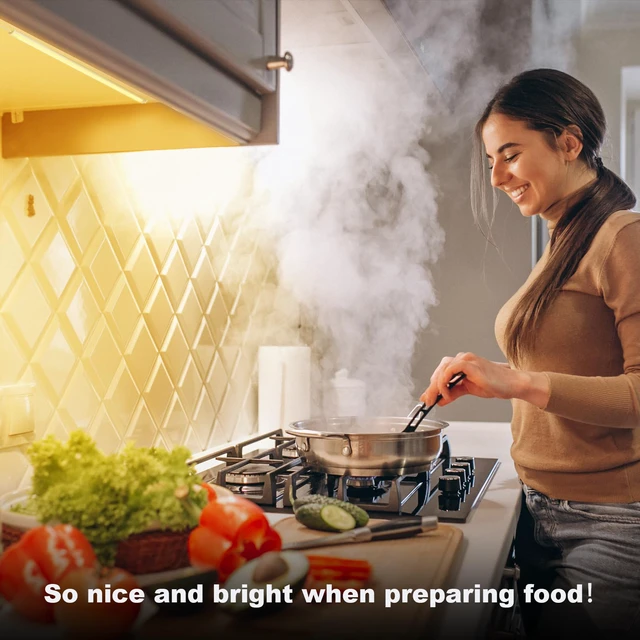 Alt view image 2 of 6 - 6PCS x 12 Inch Under Cabinet Lights Plug-in, Warm White 3000K Dimmable LED Under Cabinet Lighting, Under Counter Lights with Memory Function, LED Light Bars for Kitchen