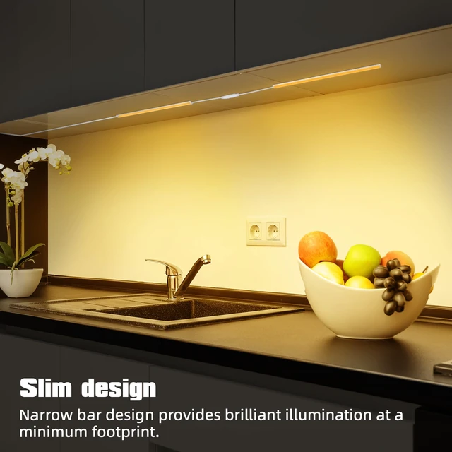 Alt view image 4 of 6 - Under Cabinet Lights Plug-in, 4 Pack x 12inch Warm White 3000K LED Under Cabinet Lighting, Dimmable Under Counter Lights with Memory Function, LED Light Bars for Kitchen Pantry Desk