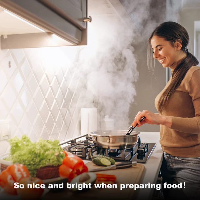 Alt view image 2 of 6 - 6PCS x 12 Inch Under Cabinet Lights Plug-in, Dimmable LED Under Cabinet Lighting, Cold White 6000K Under-Counter Light Fixtures with Memory Function, Under Counter LED Lights for Kitchen