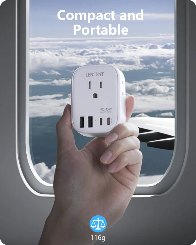 Alt view image 7 of 7 - Germany France Travel Power Adapter, PD 45W USB C Fast Charger Schuko Type E F Plug Adapter with 4 Outlets, Travel Essentials for US to Europe EU Spain Greece Russia Germany South Korea