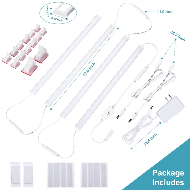 Alt view image 6 of 6 - Under Cabinet LED Lights, Dimmable Under Cabinet Lighting, 4 Pack LED Lights for Kitchen Under Cabinet, Under Counter Light Natural White 4500K