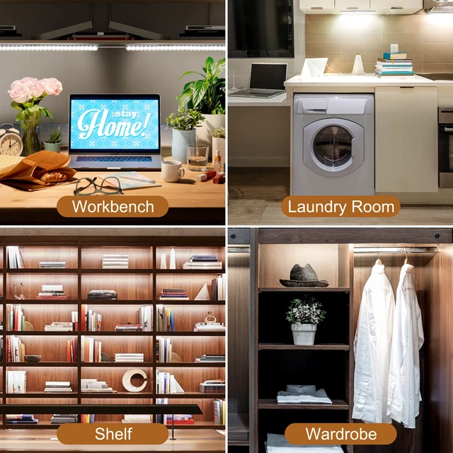 Alt view image 5 of 6 - 6PCS x 12 Inch Under Cabinet Lights Plug-in, Dimmable LED Under Cabinet Lighting, Cold White 6000K Under-Counter Light Fixtures with Memory Function, Under Counter LED Lights for Kitchen