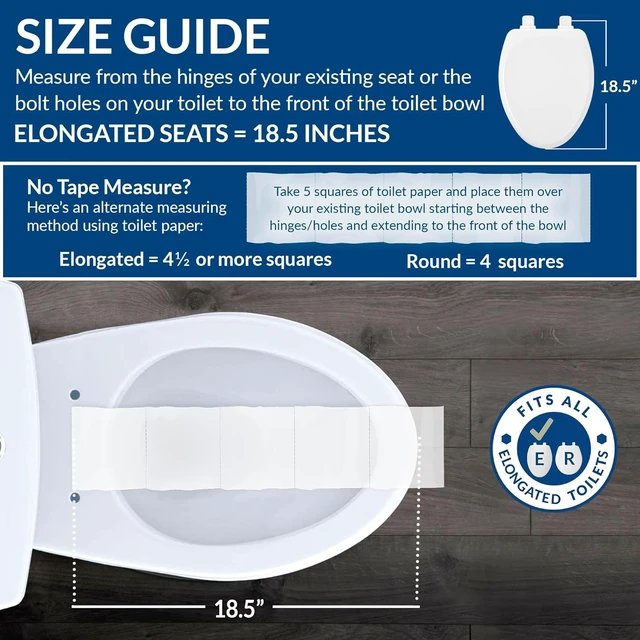 Alt view image 3 of 3 - Linden Slow Close Toilet Seat, Non Slip Heavy Duty Wood, Easy Install, Elongated, White