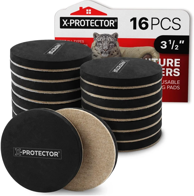 Main image of Felt Furniture Sliders Hardwood Floors 16 PCS 3 1/2" Furniture Sliders Heavy Duty Felt Sliders Hard Surfaces Move Your Furniture Easily & Safely!