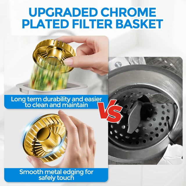 Alt view image 7 of 7 - 3 in 1 Kitchen Sink Drain Strainer Stopper Removable Basket Pop-Up Kitchen Sink Accessories 1 Pack Gold Stainless - Food Catcher, Odor-Blocking Seal, Fits 3.5" Drain