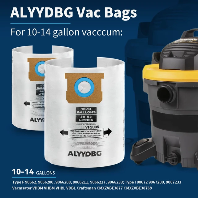 Alt view image 2 of 7 - 3 Pack for Shop Vac Bags 10-14 Gallon Type F/I 90662 90672 Heavy Duty Filter Bags for 2-1/2" Port Vacuum
